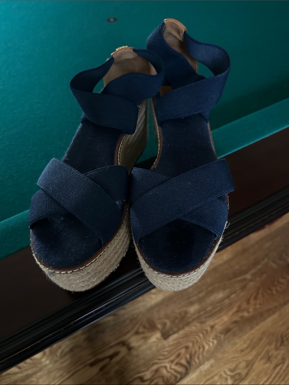 Women's Navy Tory Burch Espadrille Platform Sandals